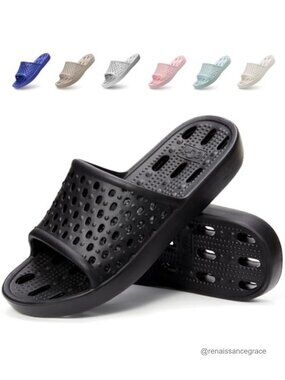 Quick Dry Shower Slippers Non Slip EVA Drain Holes Slides
